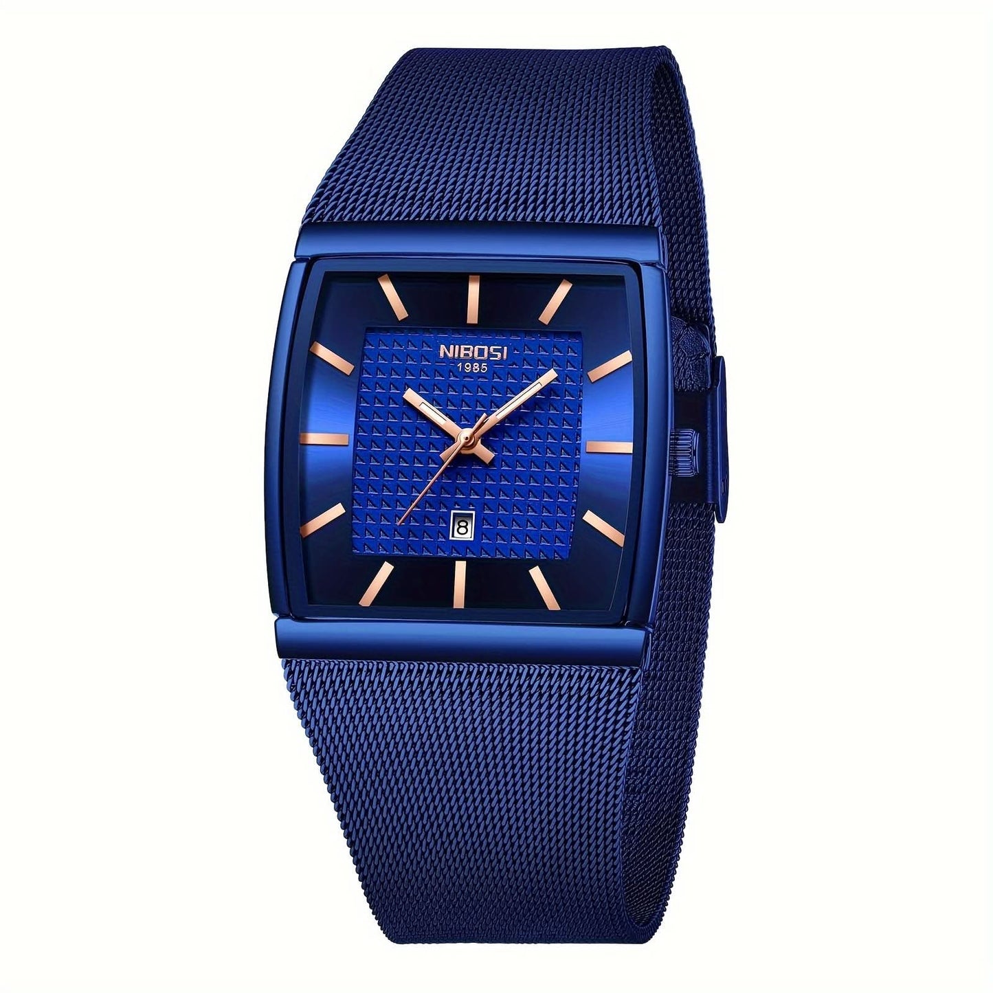 Men's Square Quartz Watch, Waterproof, Date Display