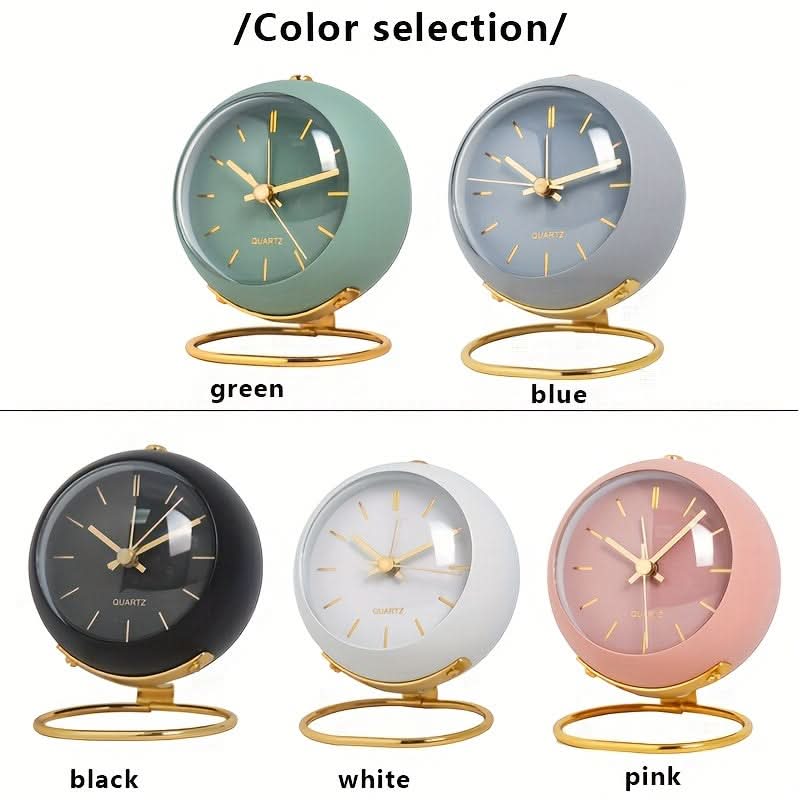 Silent Nordic Desk Clock – Battery-Operated Metal Alarm Clock