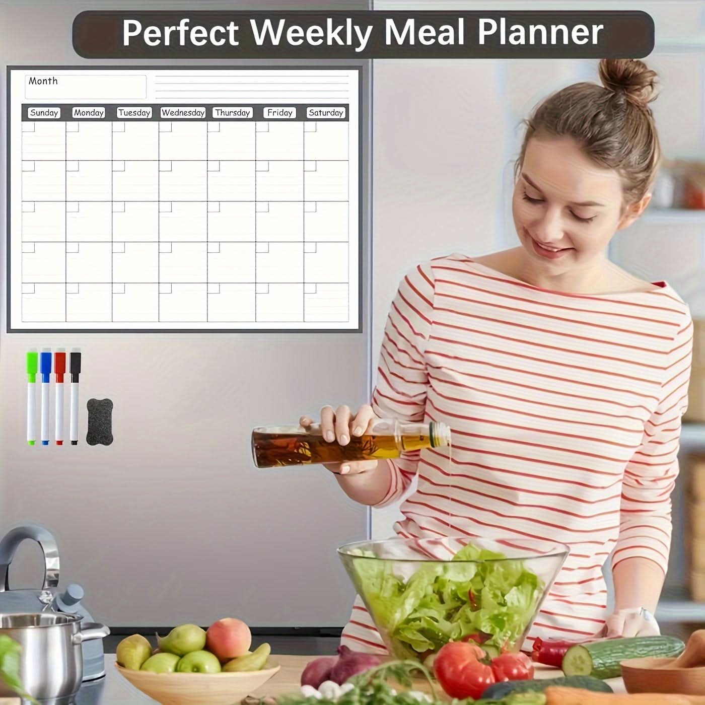 Magnetic Erasable Monthly Planner Calendar for Fridge