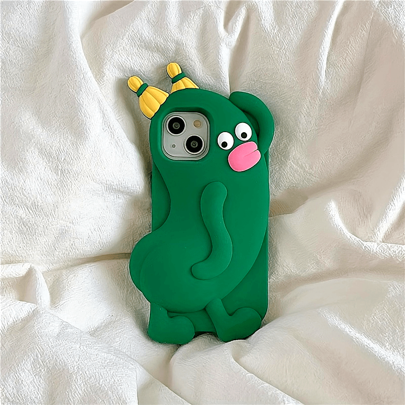 Cartoon Cucumber Silicone Case for iPhone