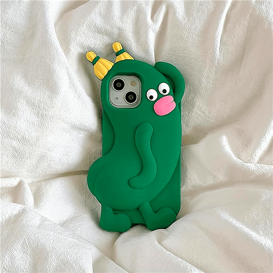 Cartoon Cucumber Silicone Case for iPhone