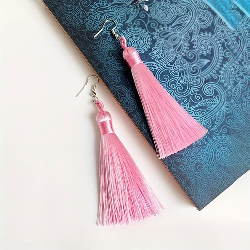 Colorful Tassel Dangle Earrings – Boho Ethnic Style