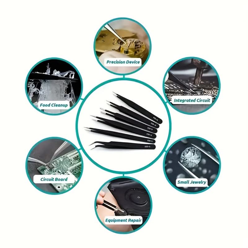 6-Piece Precision Tweezers Set for Phone Repair