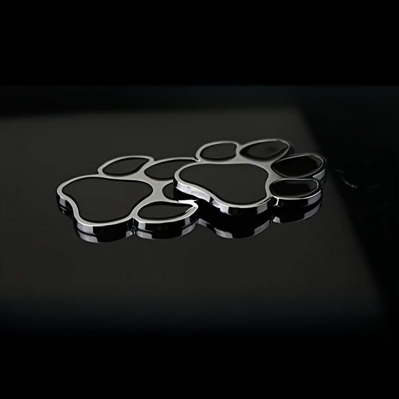 Chrome Dog Paw Car Decal – Metal Footprint Sticker for Cars & Motorcycles