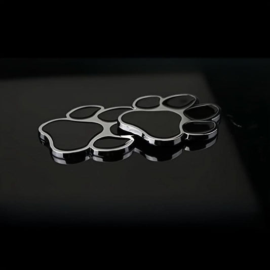 Chrome Dog Paw Car Decal – Metal Footprint Sticker for Cars & Motorcycles