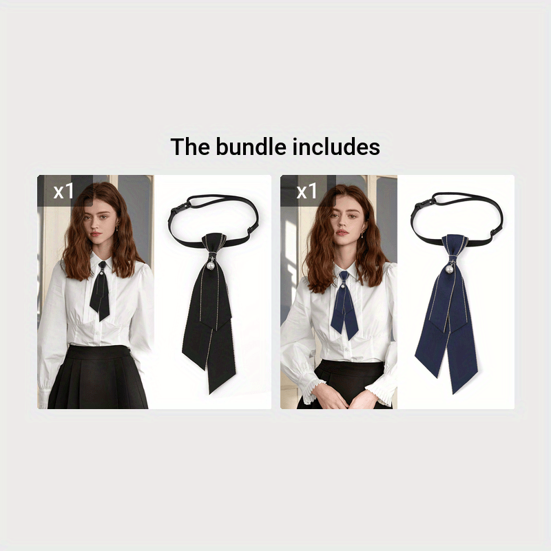 Women's Pearl Bowtie Faux Collar Accessory