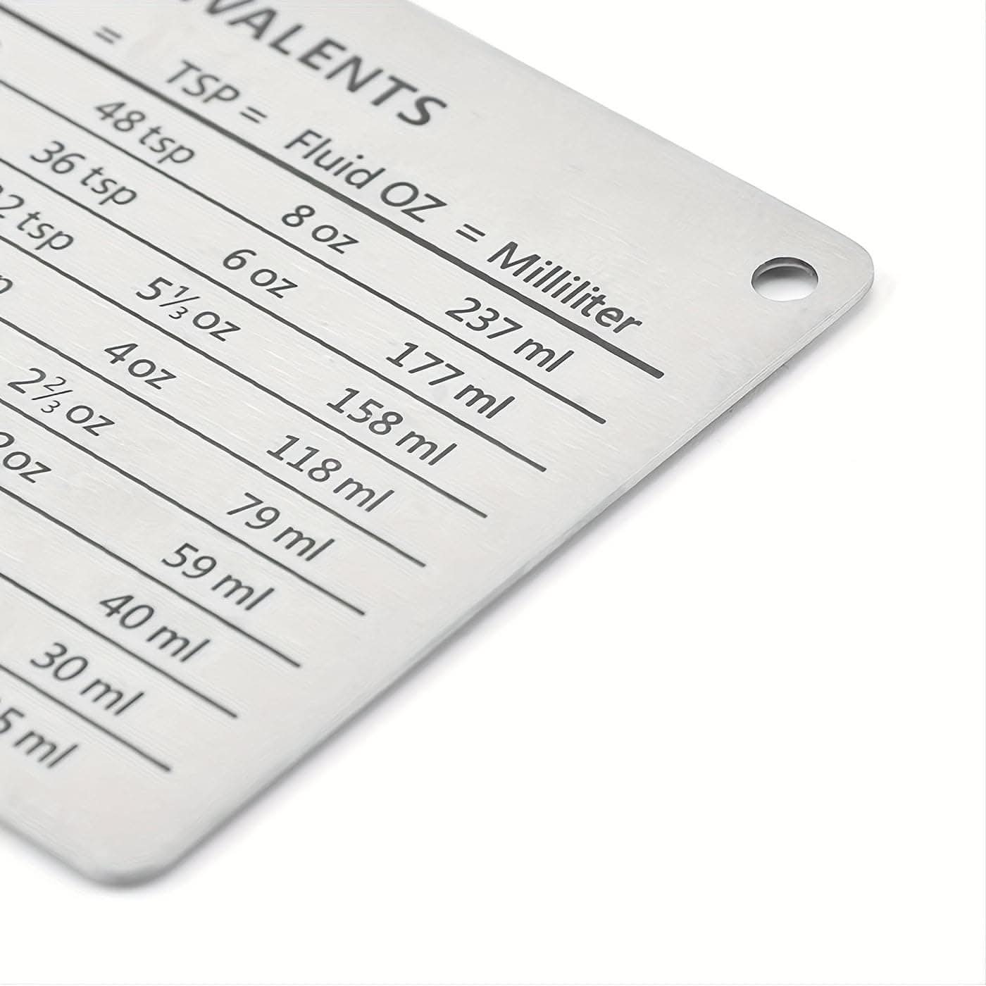 1pc Magnetic Scale Plate with Unit Conversion Chart - Stainless Steel Refrigerator Magnet
