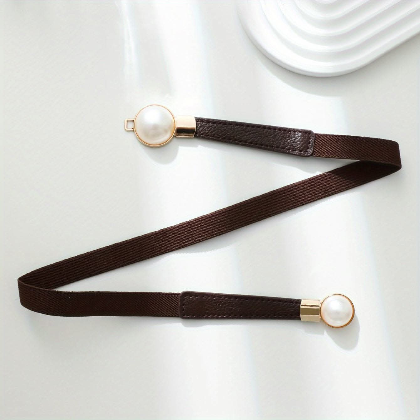 Adjustable Faux Pearl Elastic Waist Belt