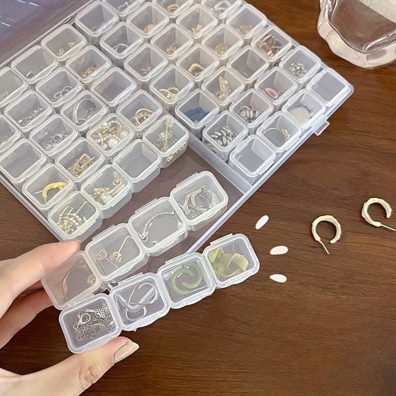 56pcs Mini Plastic Storage Containers Set – Clear Boxes with Secure Snap Closure
