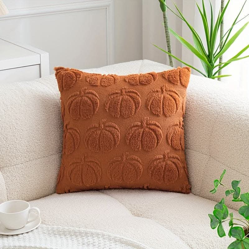 Chic Pumpkin Geometric Wool Cushion Cover