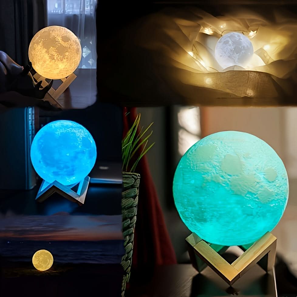 3D Printed Color-Changing Moon Lamp, USB