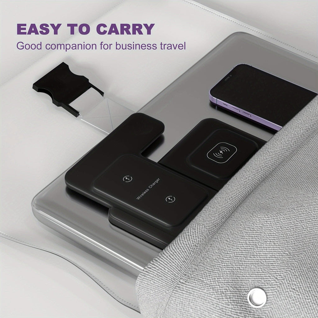 3-in-1 Foldable Wireless Charging Station – Fast Charging for iPhone, iWatch, and AirPods