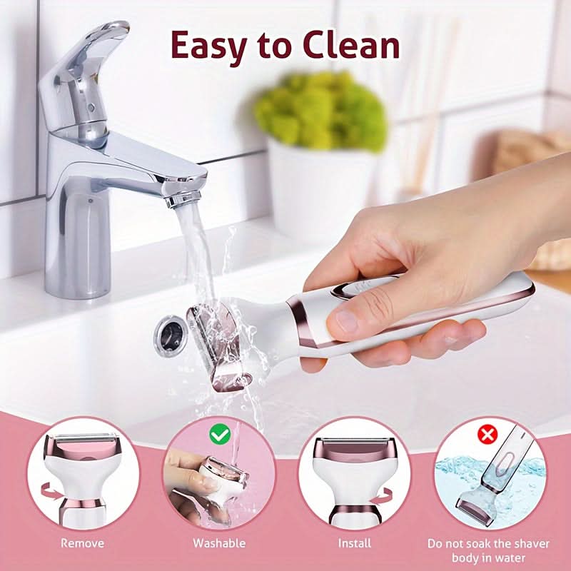 4-in-1 Electric Hair Remover for Women – USB Rechargeable Trimmer Facial, Bikini, Nose & Body Grooming Kit