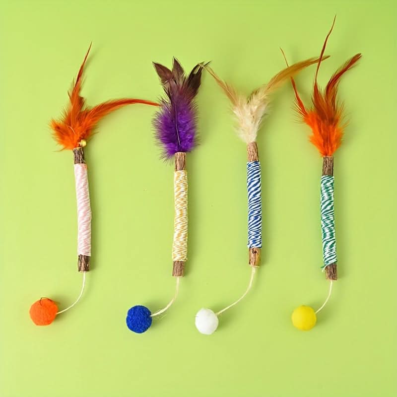 4pcs Interactive Cat Toys with Wand & Ball