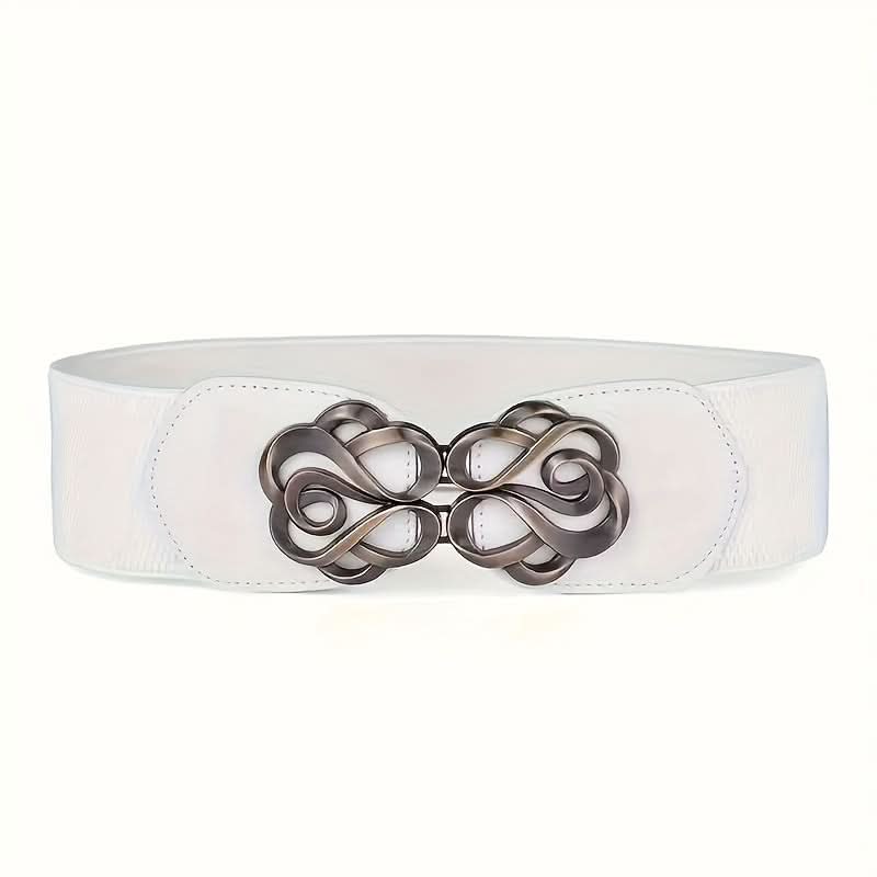 Vintage Rose Buckle Wide Leather Belt for Women