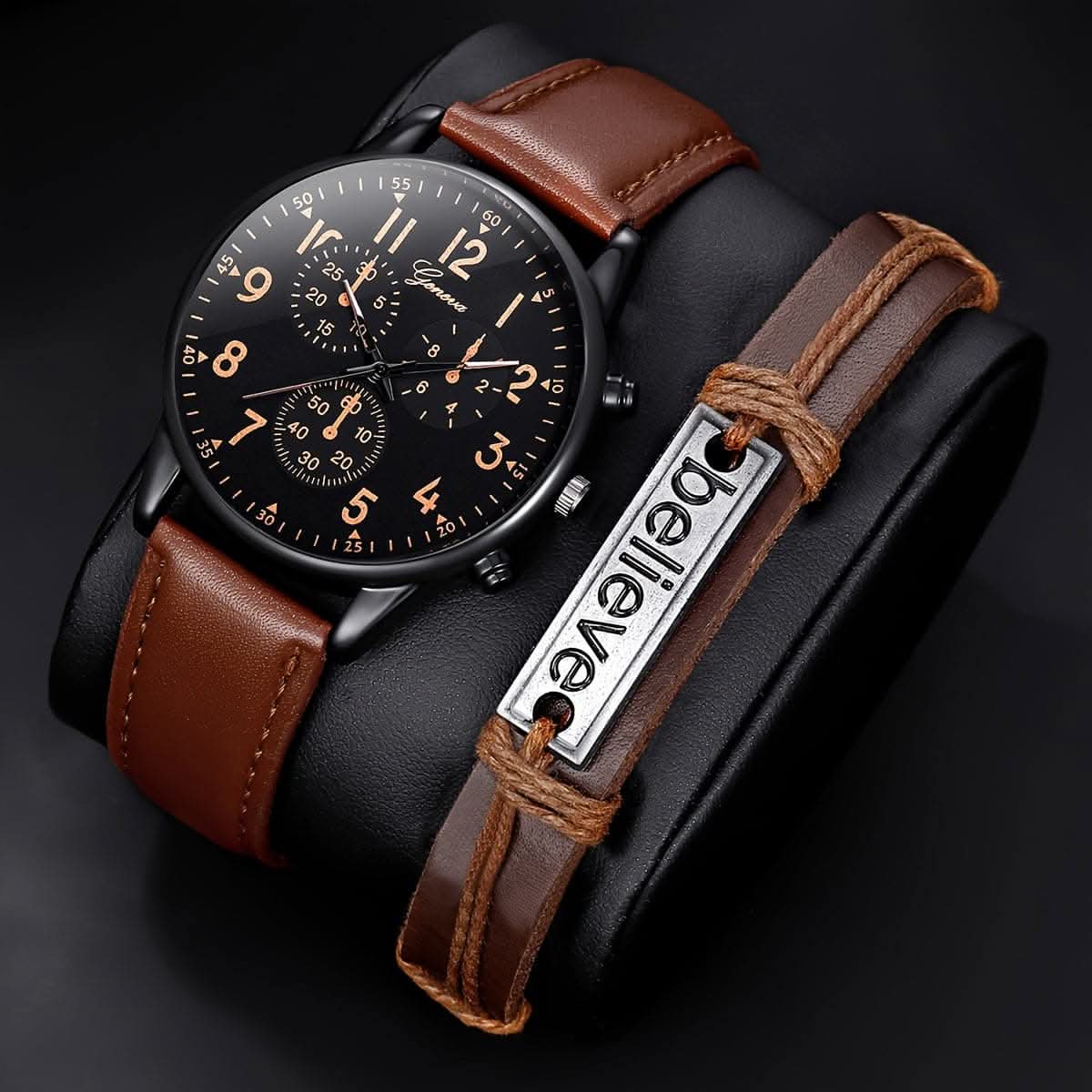 Men's Simple Round Quartz Watch with Bracelet - Classic Design