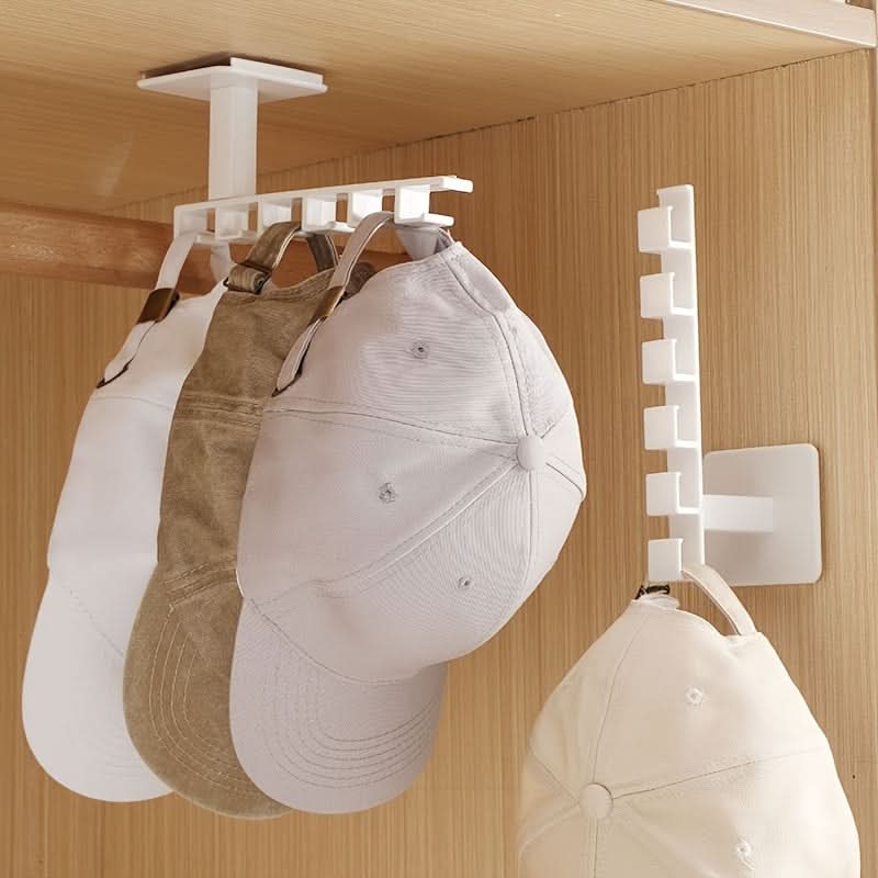 Wall-Mounted Hat Organizer Rack with 6 Hooks