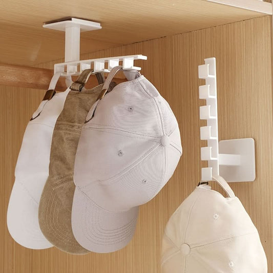 Wall-Mounted Hat Organizer Rack with 6 Hooks