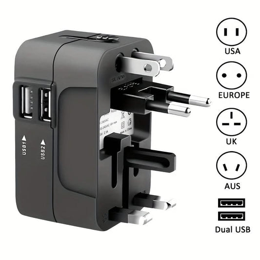 Universal Travel Adapter with Dual USB Ports – All-in-One