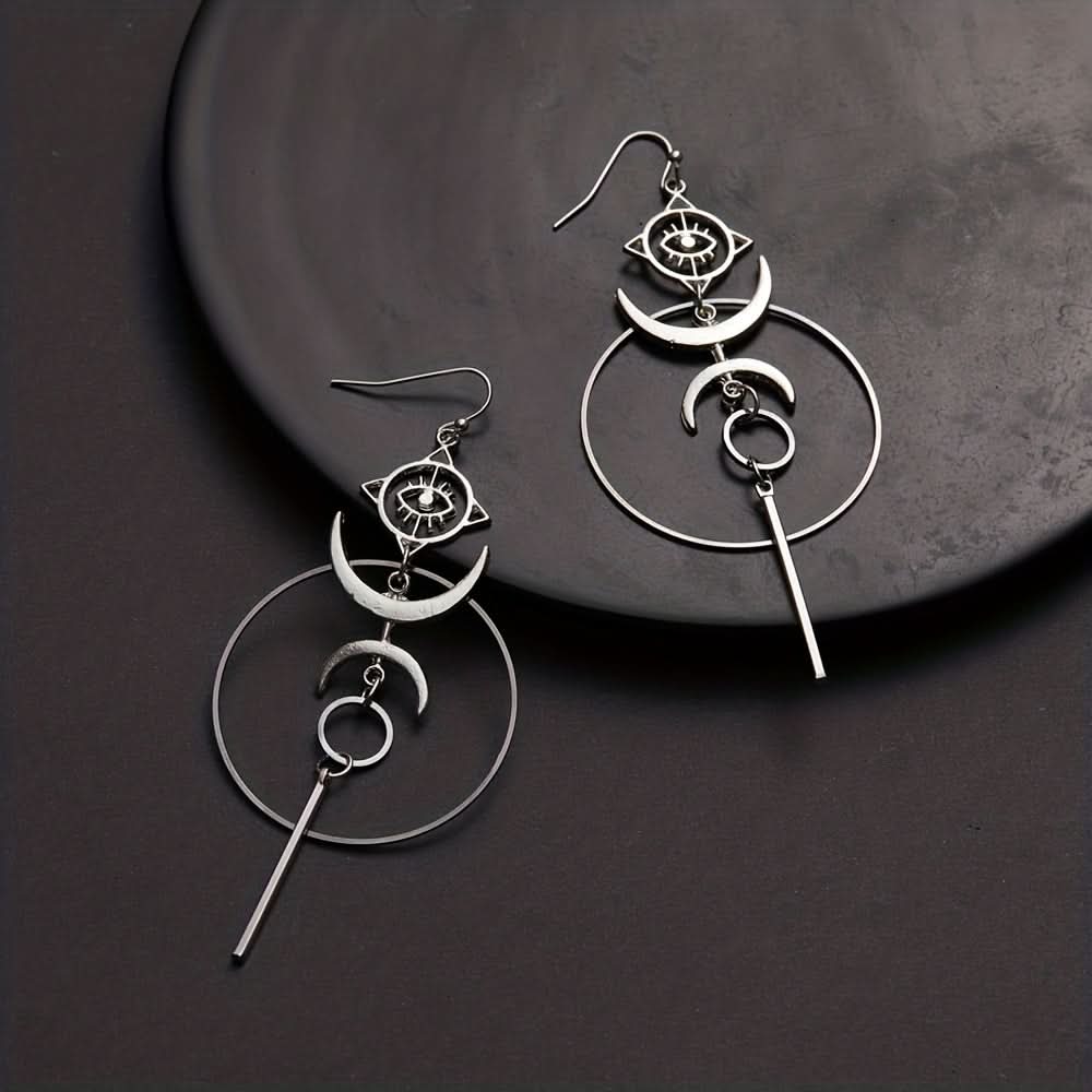 Retro Devil's Eye Geometric Dangler Earrings – Punk Jewelry