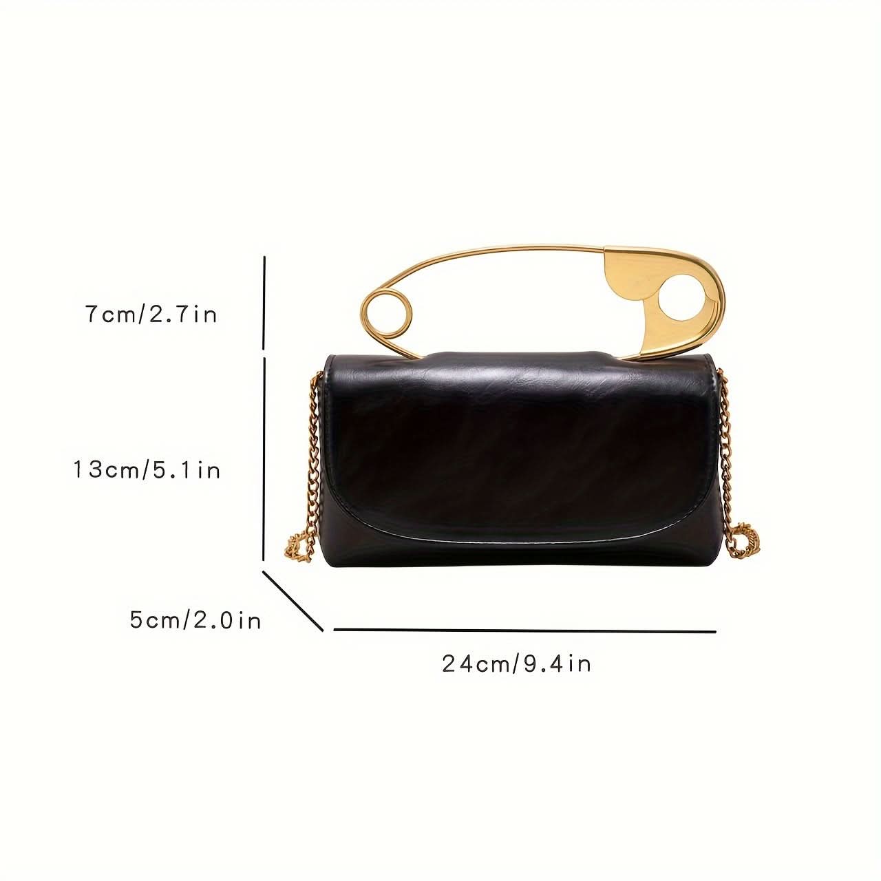Vintage Black PU Leather Shoulder Bag – Adjustable Strap