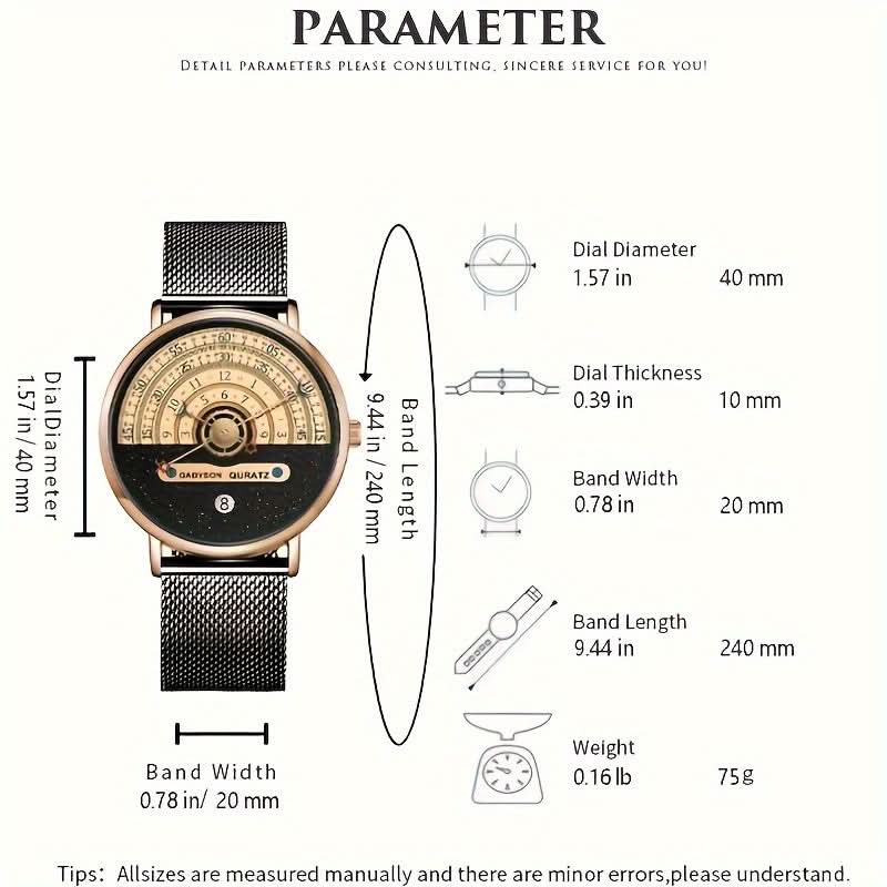 Men’s Stainless Steel Mesh Quartz Watch