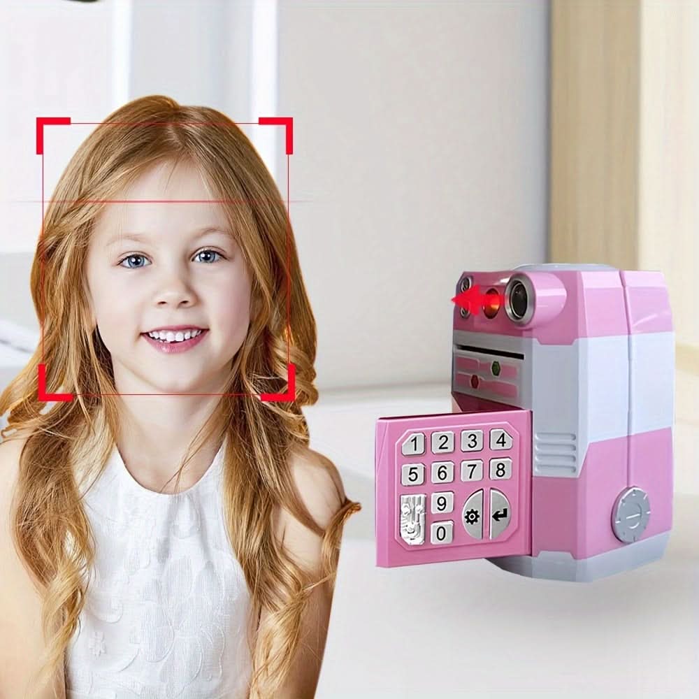 Bright Pink Electronic Piggy Bank ATM – Kids Cash Coin Bank with Adjustable Sound