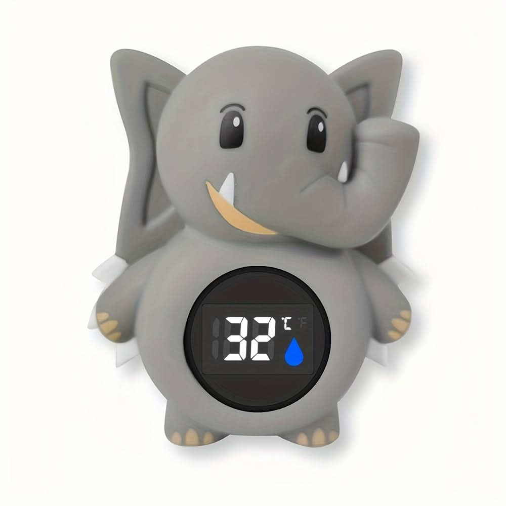 Cute Elephant Thermometer, 3-in-1 LED Display for Room, Bathroom & Pool