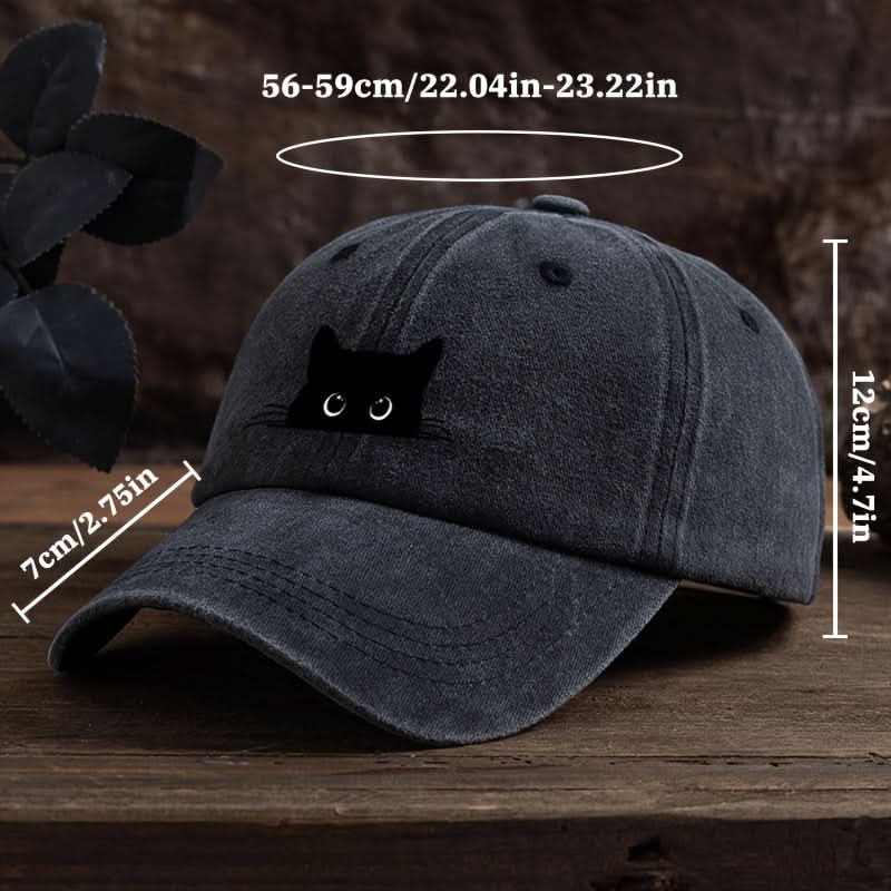 Men’s Vintage Black Cat Baseball Cap – Adjustable Dad Hat with Curved Brim