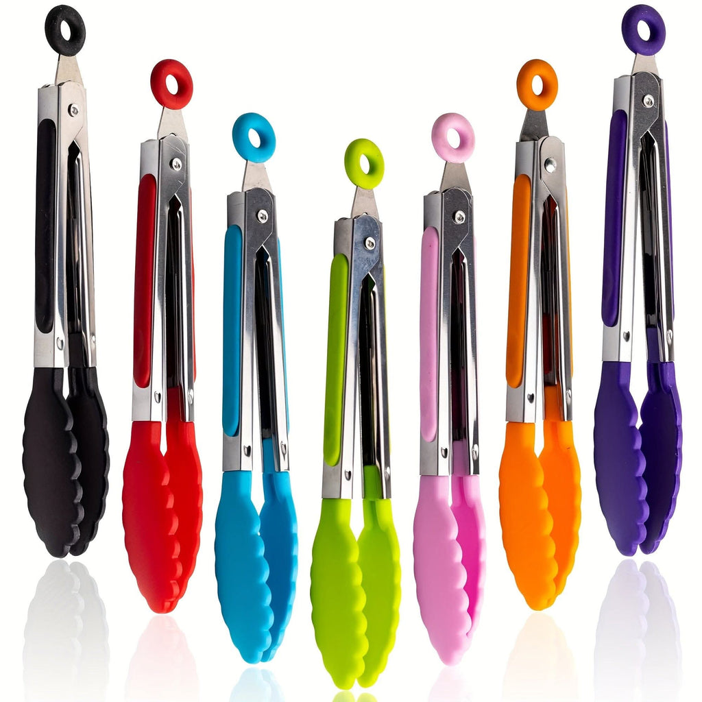 1/7pcs Mini Kitchen Tongs - 7-Inch Heat Resistant Nylon Tips