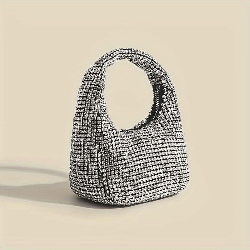 Silver Rhinestone Evening Clutch for Women