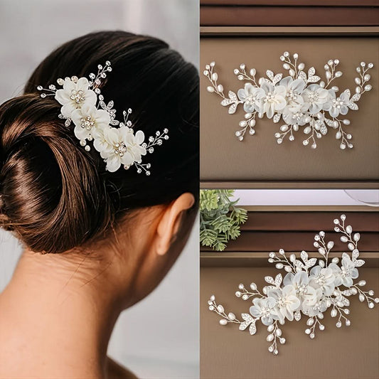 Elegant White Flower Hair Clip for Weddings