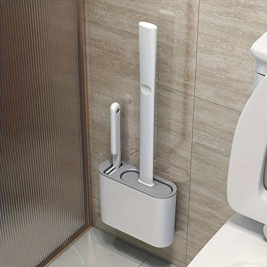 2-Pack Wall-Mounted Silicone Toilet Brush – Long Handle, Odor-Proof Holder