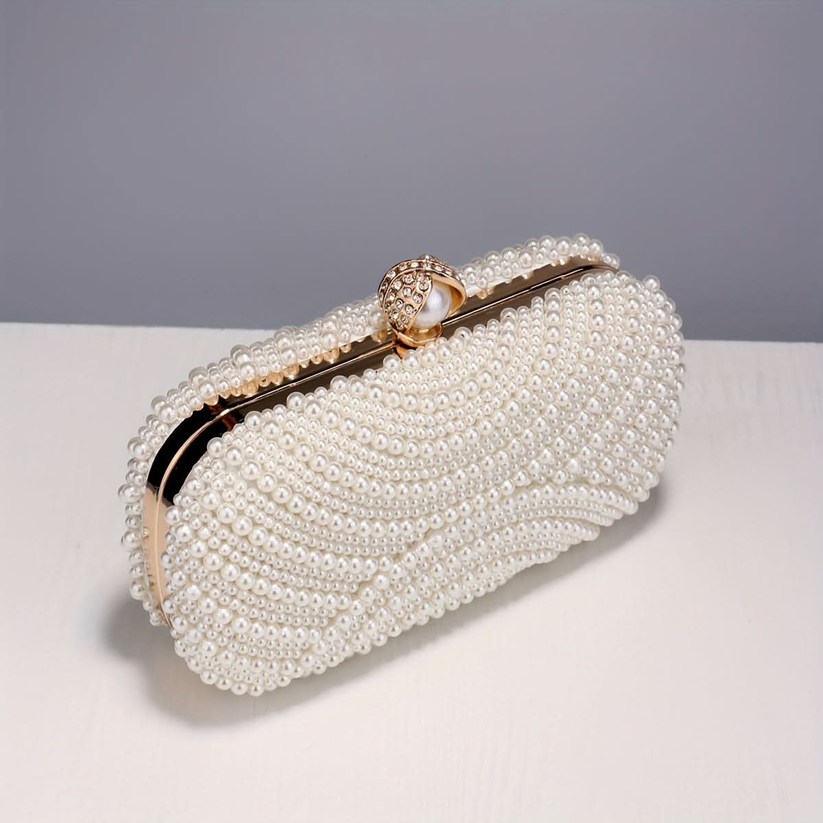 Beaded Evening Clutch with Faux Pearls