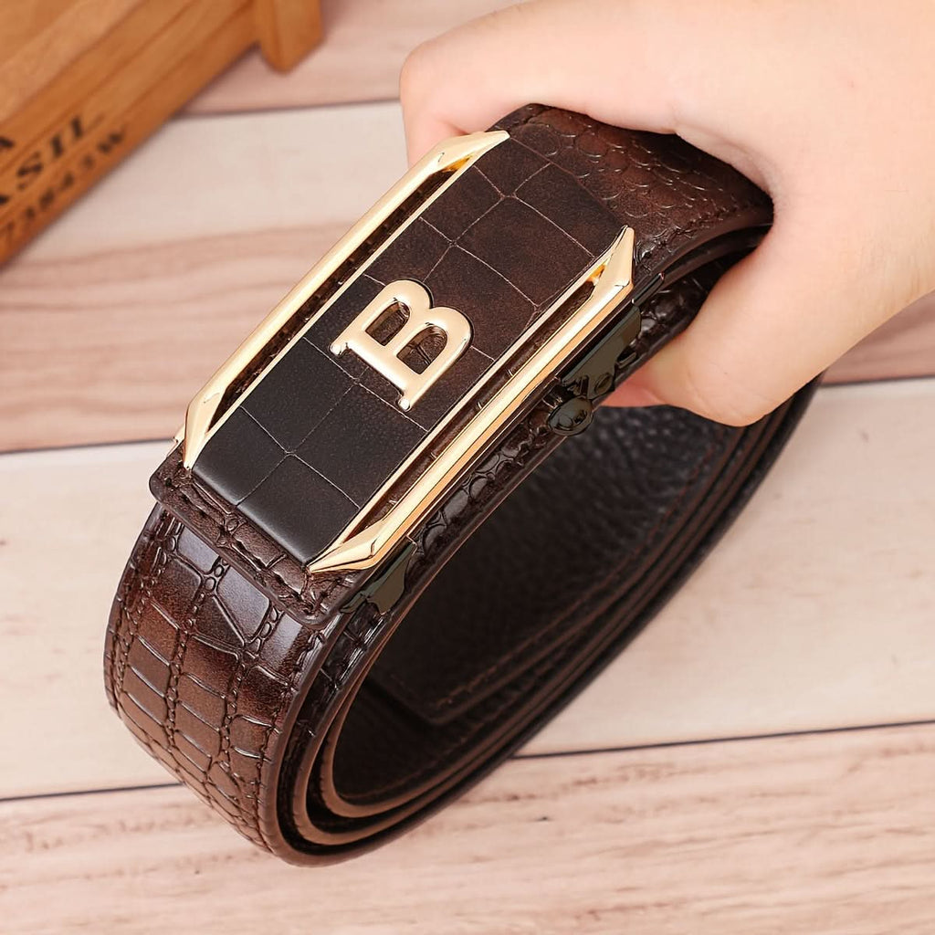 Stylish Men's Crocodile Pattern Belt – Multifunctional Automatic Buckle