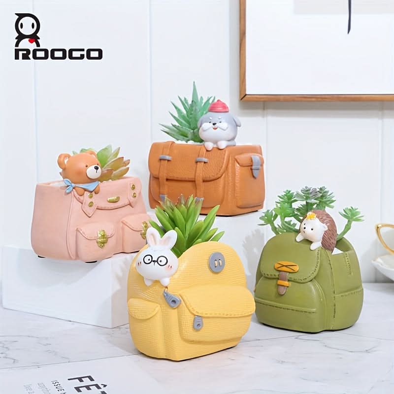 Whimsical Resin Succulent Planter – Creative Backpack Design