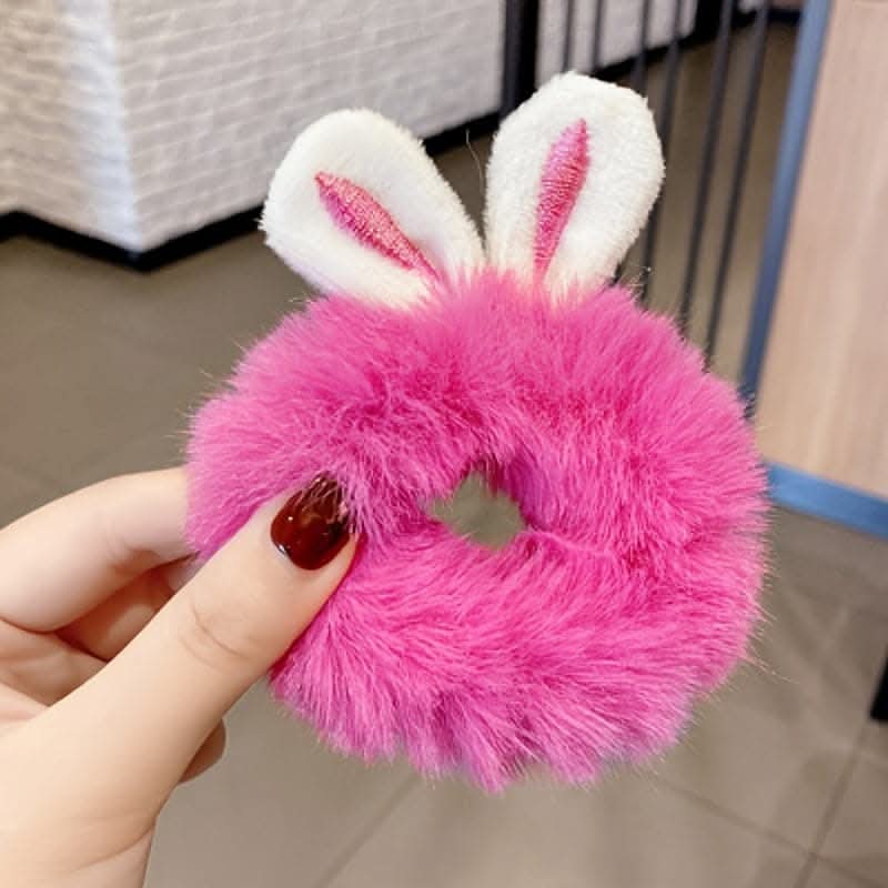 4pcs Cute Plush Rabbit Ears Scrunchie Hair Ties