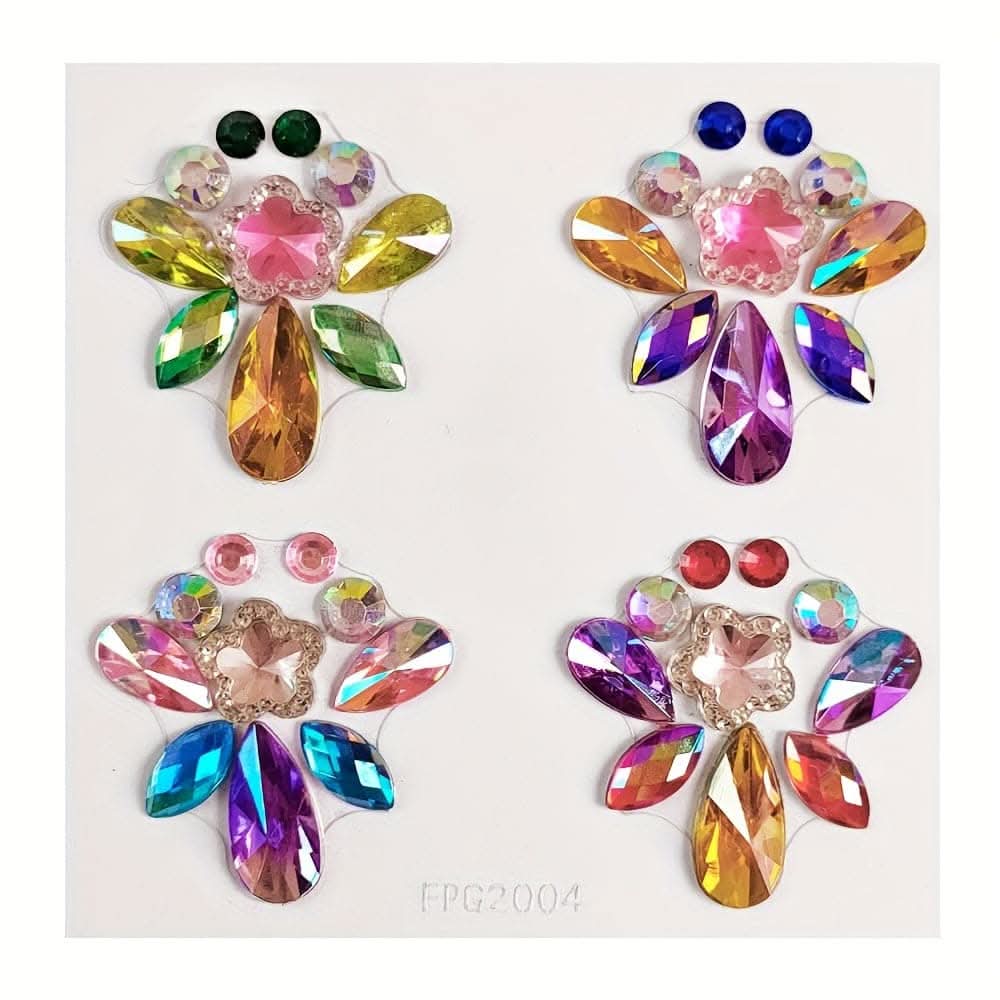 20-Pack Hexagon Gem Face Stickers – Rainbow Eyebrow Rhinestone