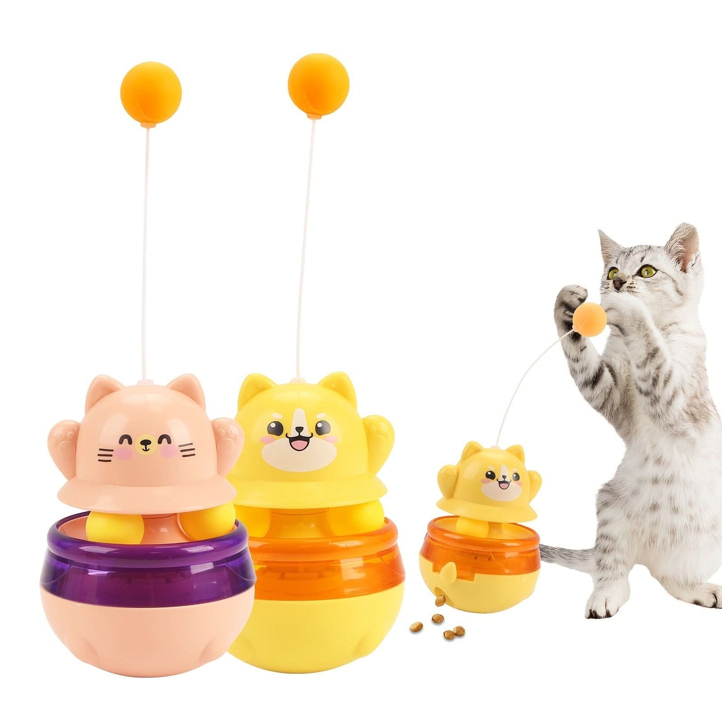 Tease Cat Stick Toy - Self-Stomping Slow Feeder