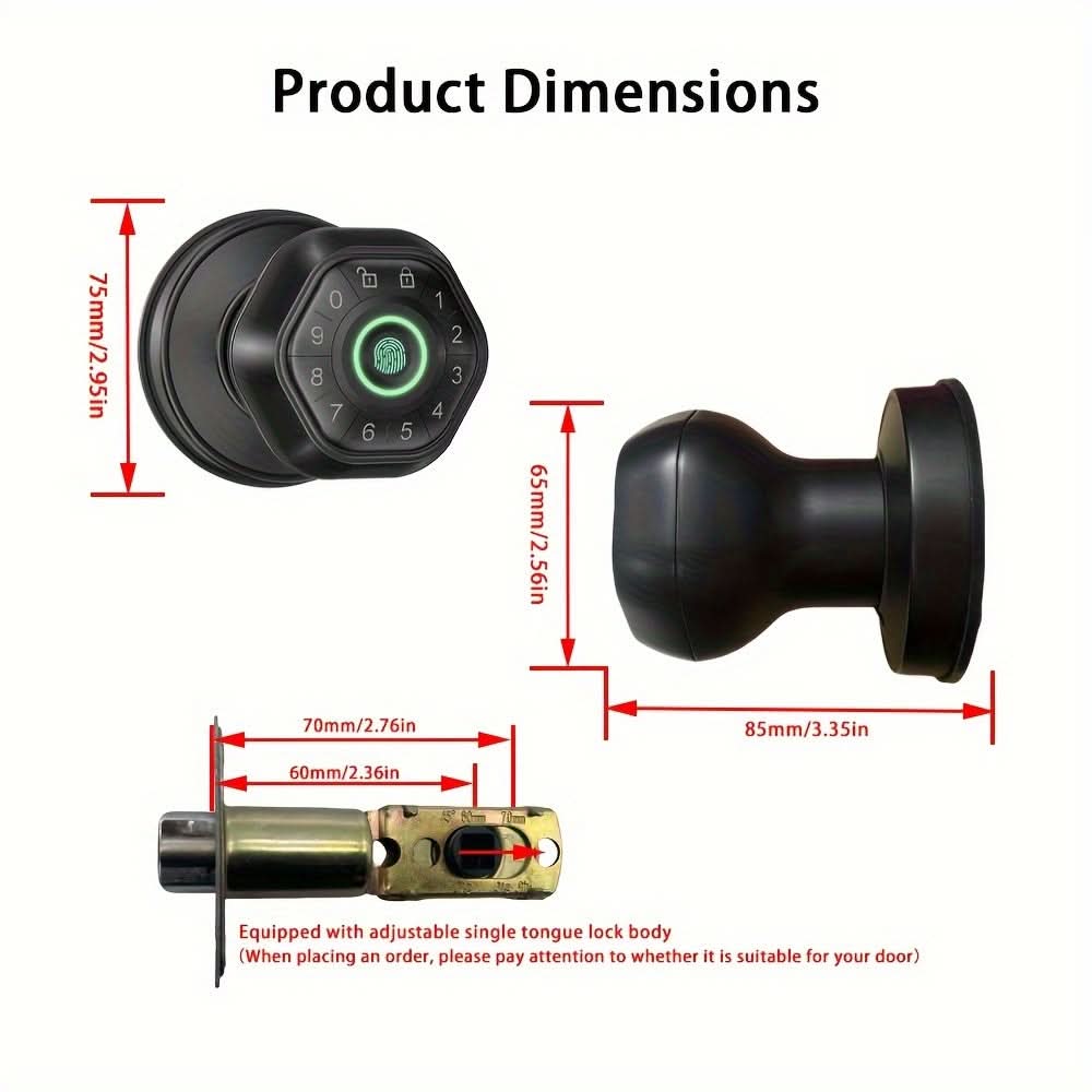 Smart Door Lock with Key, App, Password Access