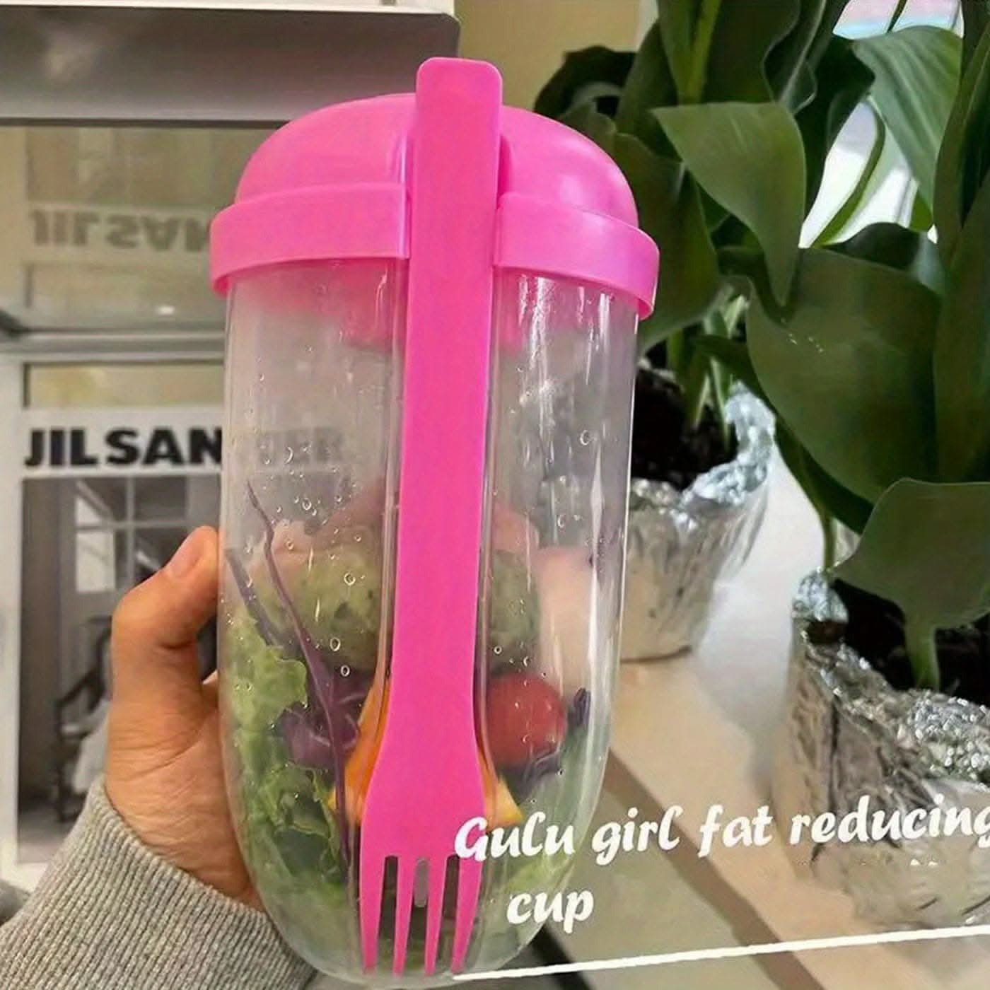1000ml BPA-Free Salad Shaker Cup with Fork