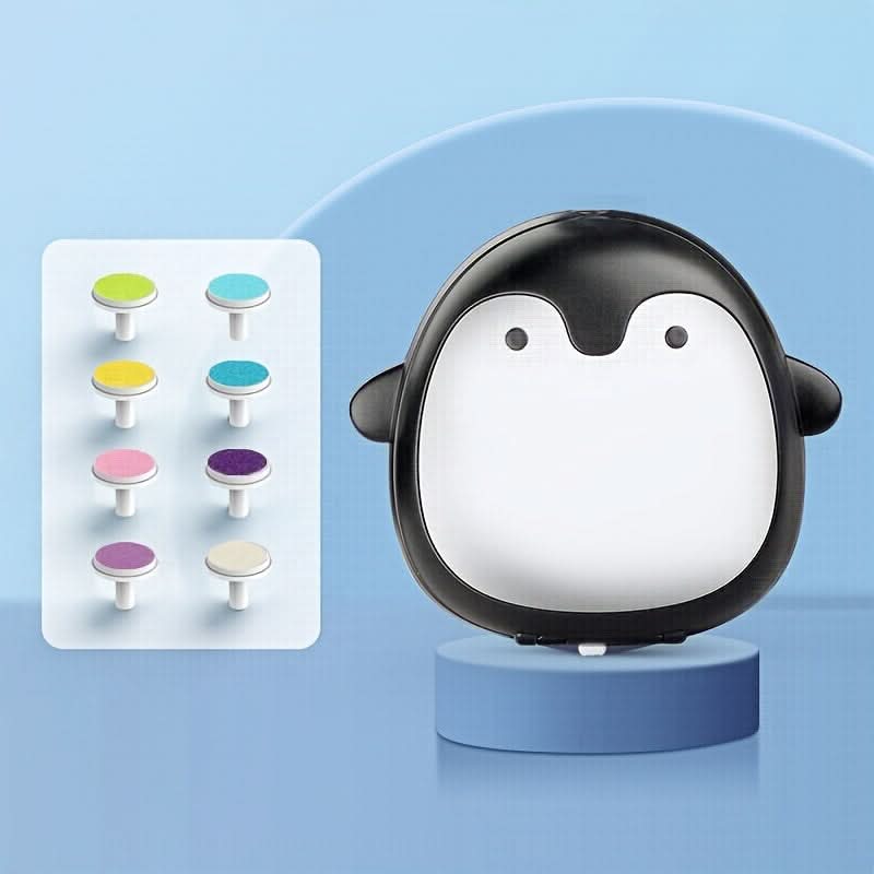 Electric Nail Grinder for Babies, Cartoon Penguin Design, 8 Grinding Heads