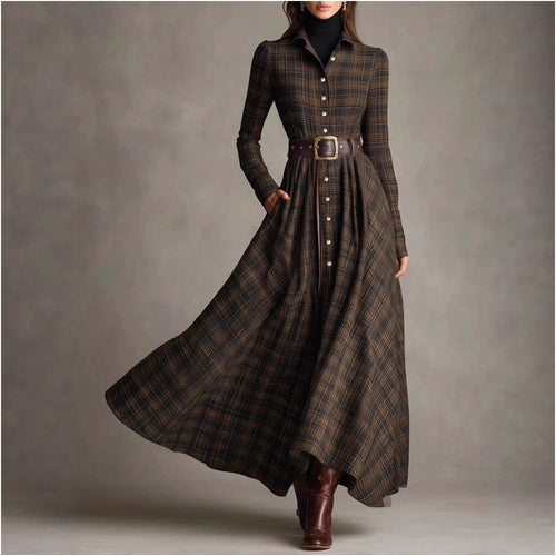 2025 European and American style women s clothing digital print lapel elastic waist shirt dress available on Amazon independent website image 0