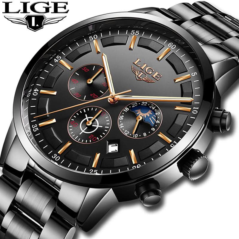 Men’s Stainless Steel Chronograph Watch – Sports Business Timepiece