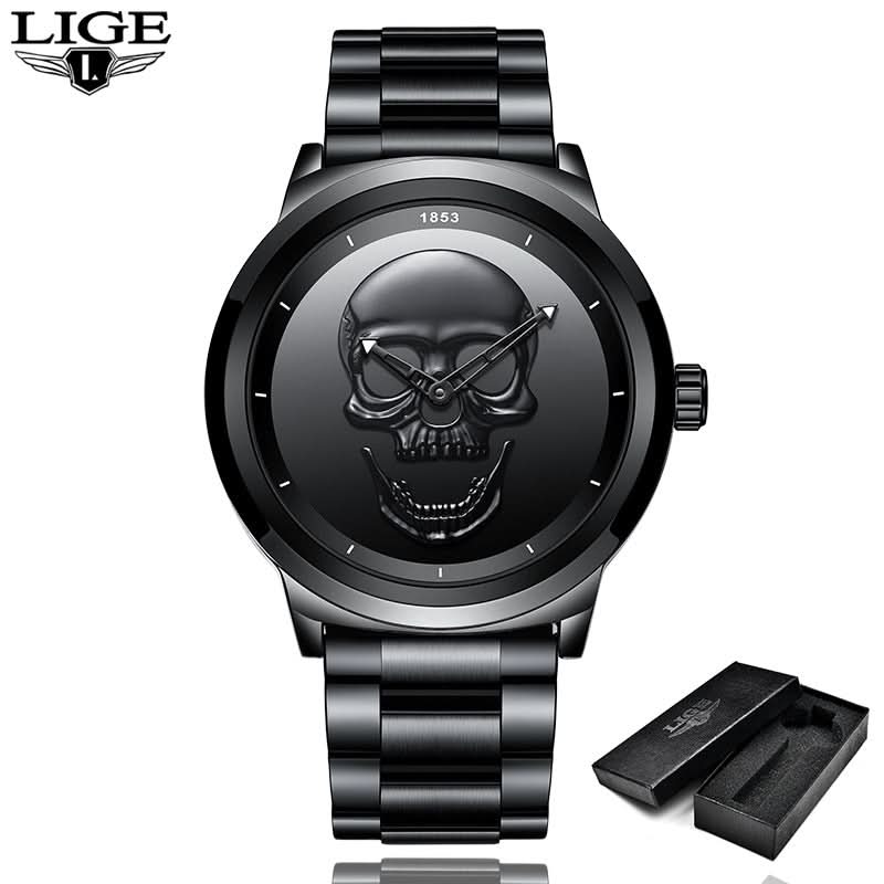 Men’s Skull 3D Quartz Watch – Fashionable, Waterproof Watch