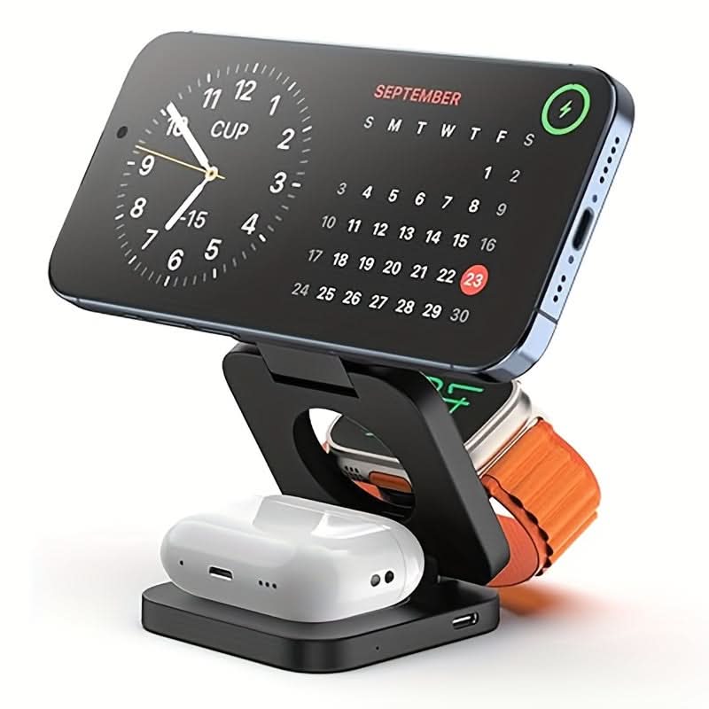 15W Magnetic 3-in-1 Wireless Charging Station