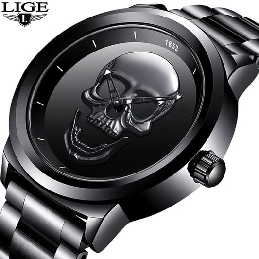 Men’s Skull 3D Quartz Watch – Fashionable, Waterproof Watch
