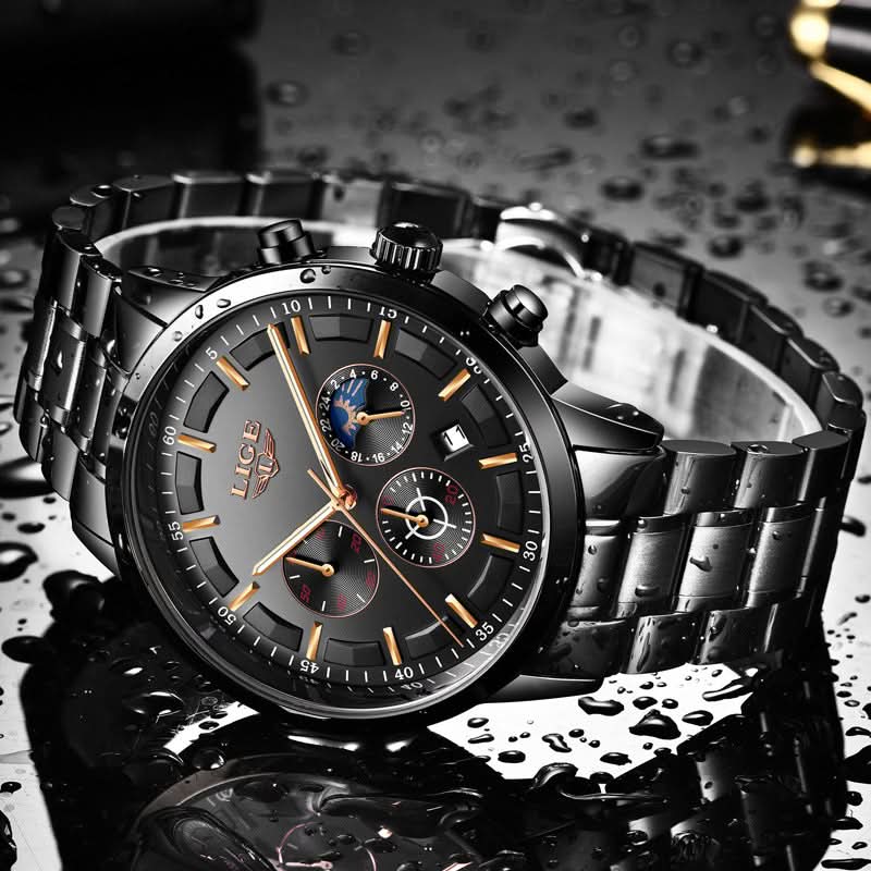 Men’s Stainless Steel Chronograph Watch – Sports Business Timepiece