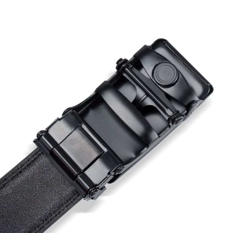 Men’s Automatic Meteor Shower Design Buckle Belt – Black Lychee Pattern