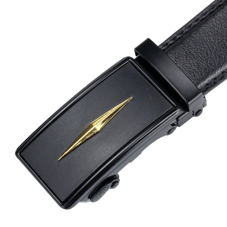 Men’s Automatic Meteor Shower Design Buckle Belt – Black Lychee Pattern